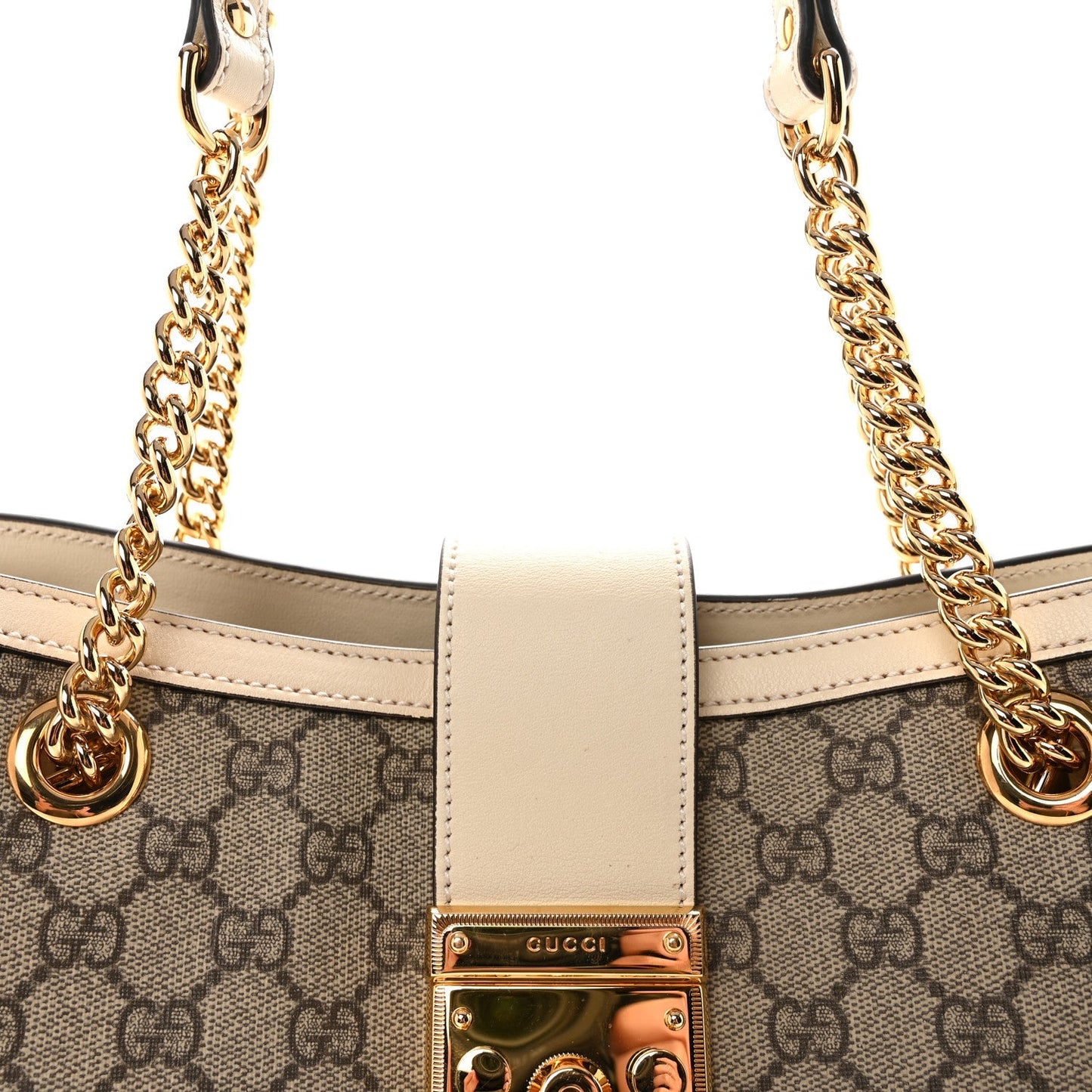 GG Supreme Monogram Medium Padlock Tote White