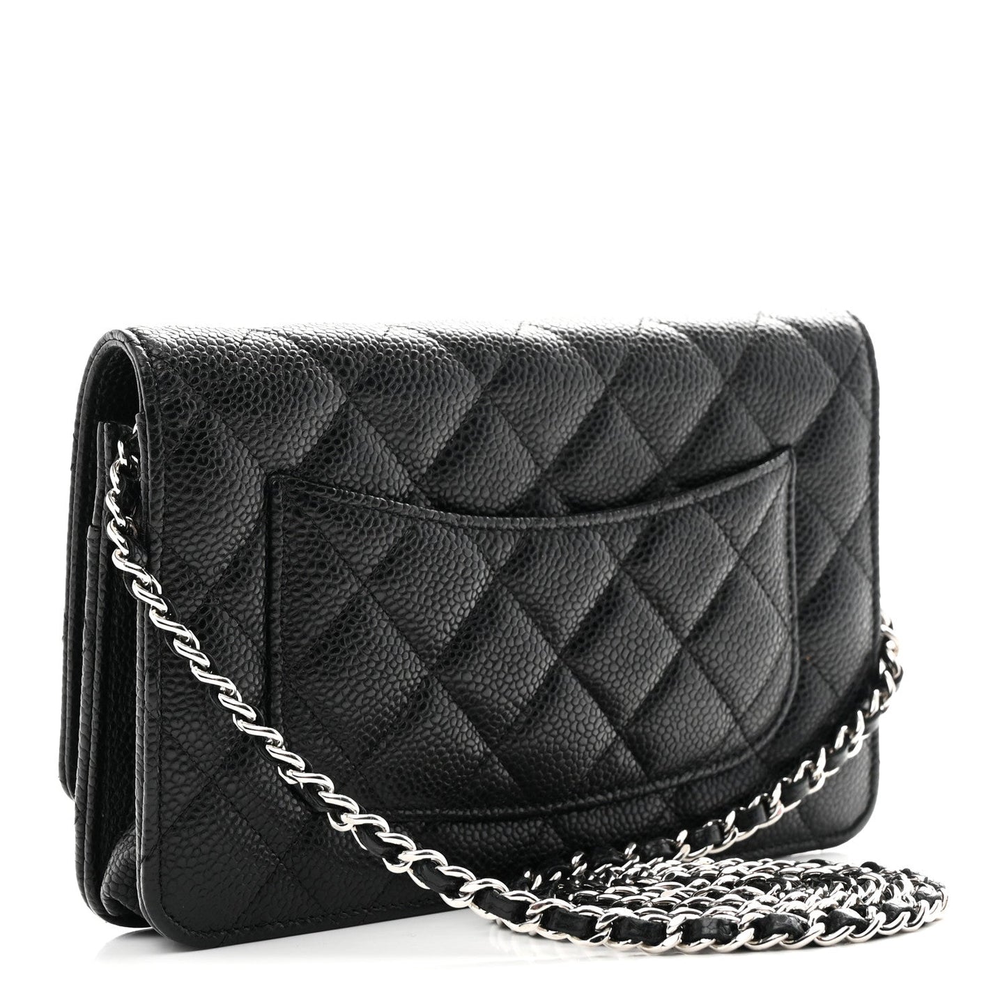 Caviar Quilted Wallet on Chain WOC Black