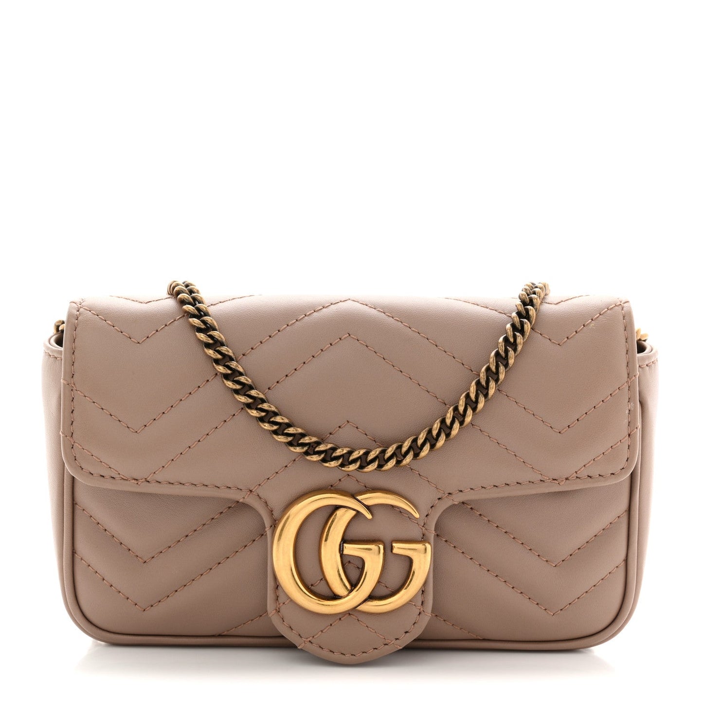 Calfskin Matelasse Super Mini GG Marmont Shoulder Bag Porcelain Rose