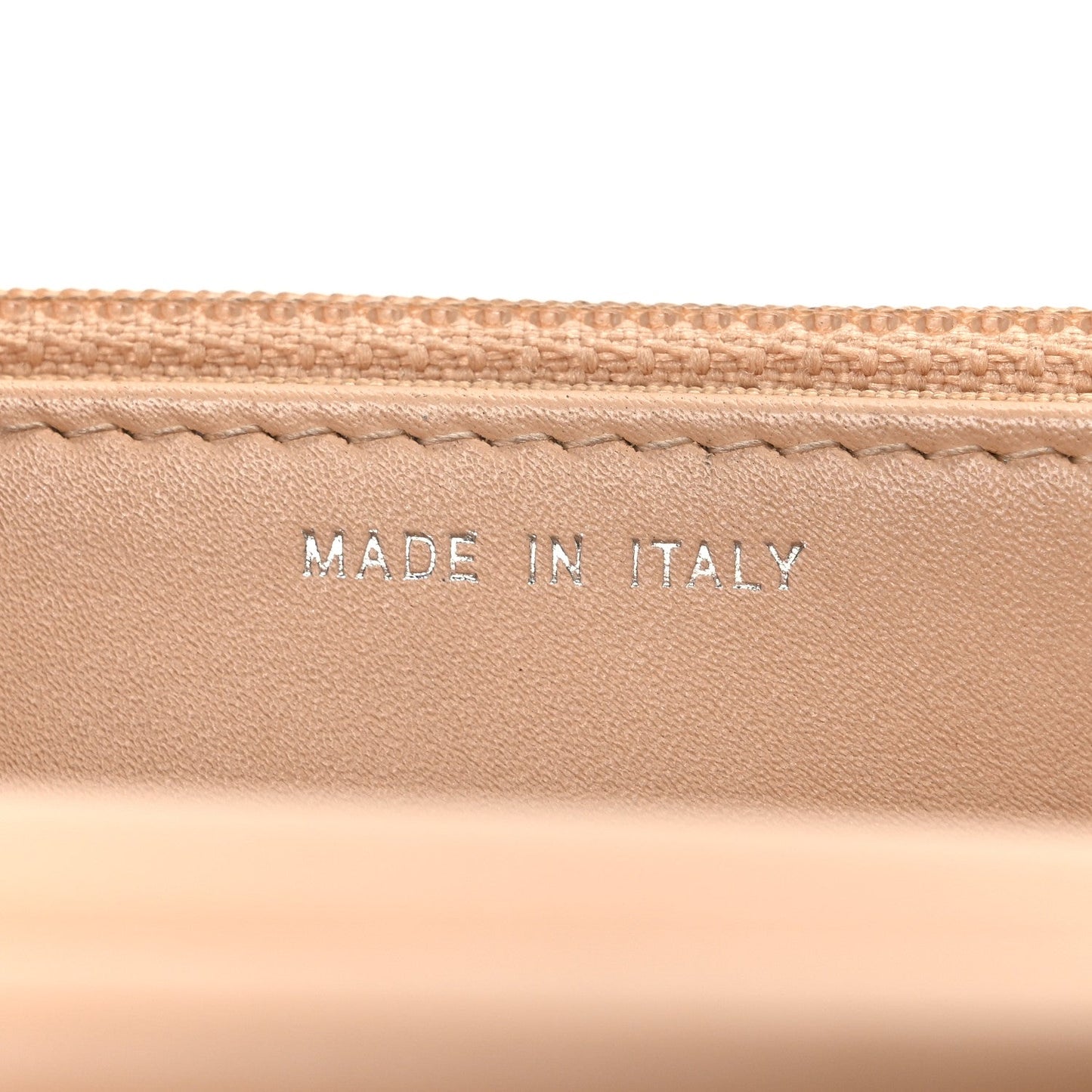 Patent Calfskin Chevron Quilted Wallet On Chain WOC Beige
