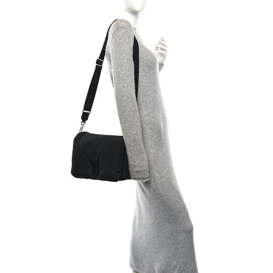 Nylon Medium Goya Puffer Bag Black