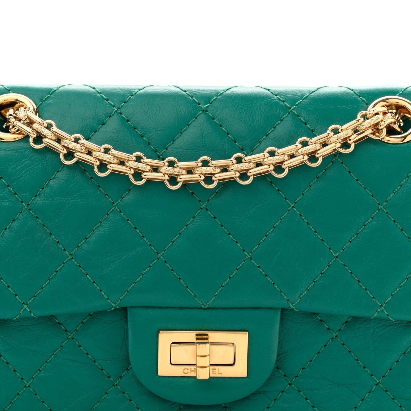 Aged Calfskin Quilted 2.55 Reissue Mini Flap Green