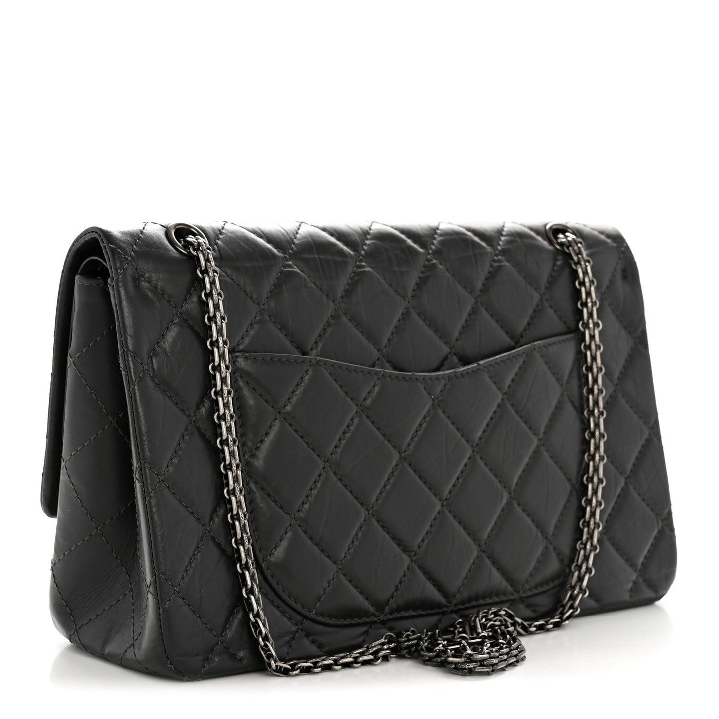 Aged Calfskin Quilted 2.55 Reissue 227 Flap Dark Grey