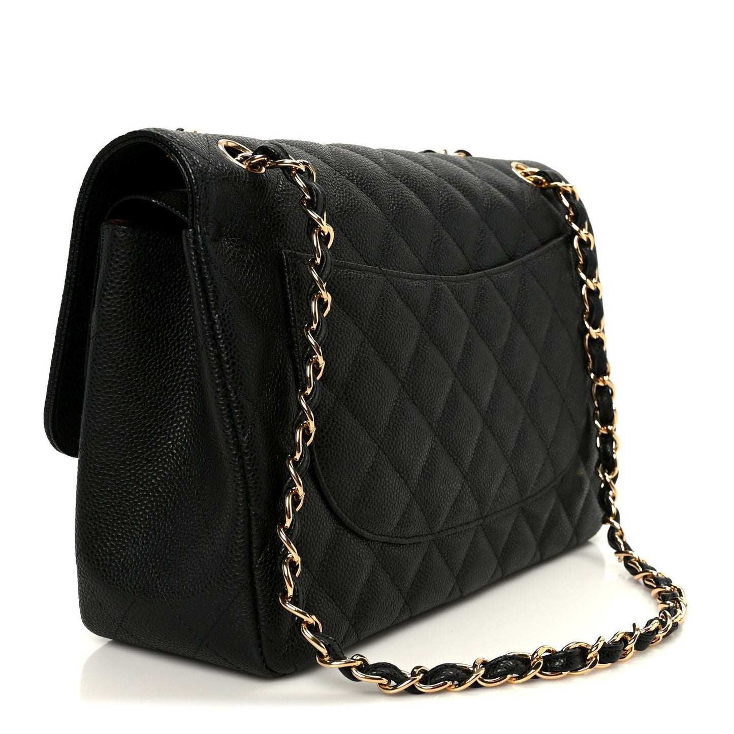 Caviar Quilted Jumbo Double Flap Black