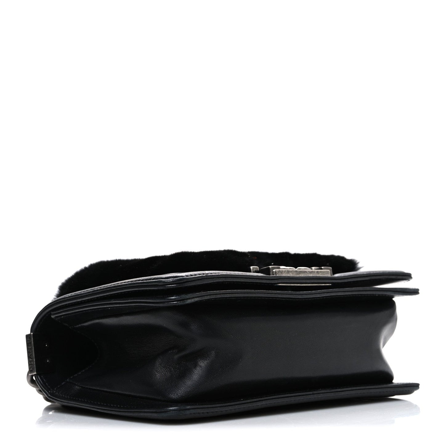 Orylag Rabbit Fur Calfskin Small Boy Flap Black