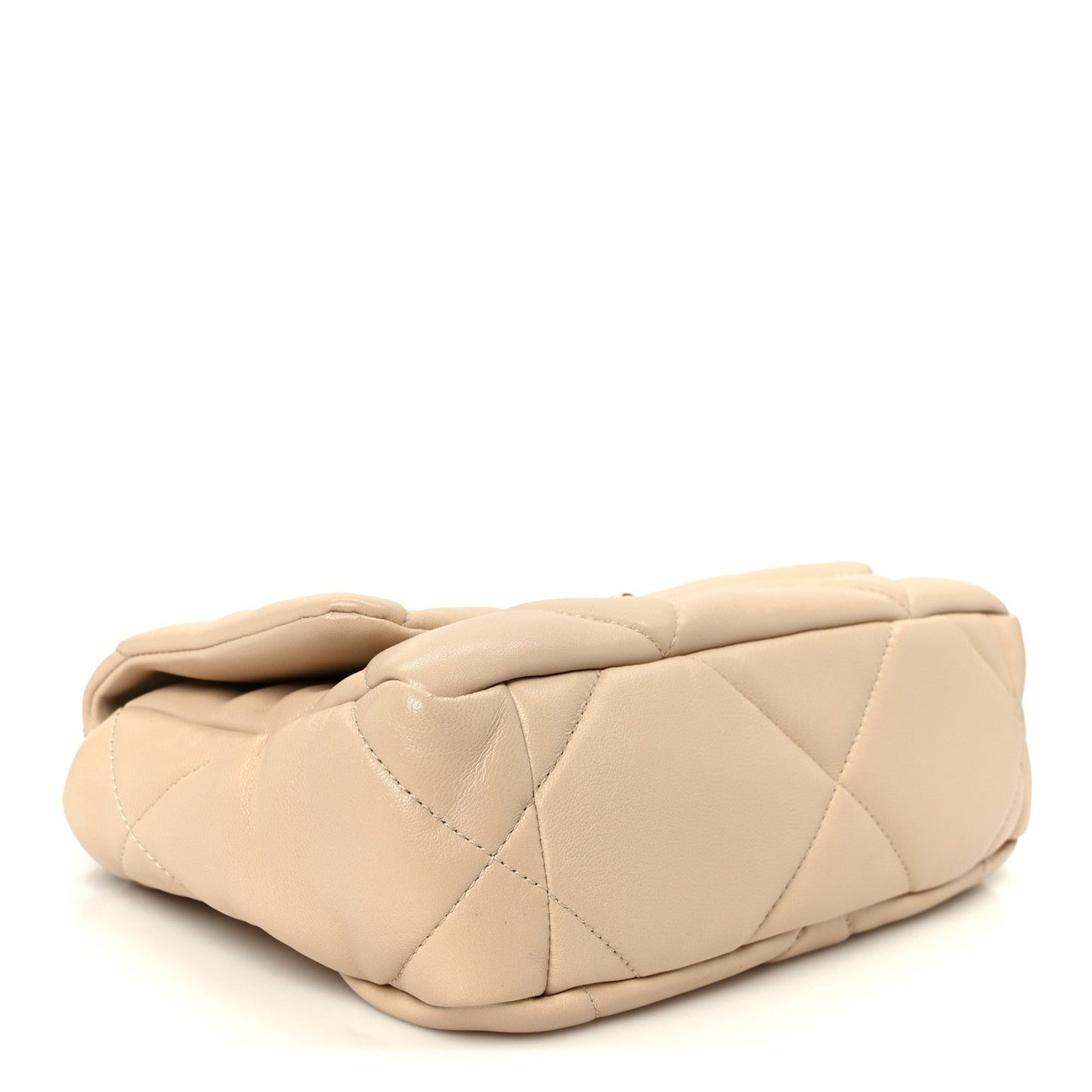 Shiny Goatskin Quilted Medium Chanel 19 Flap Beige