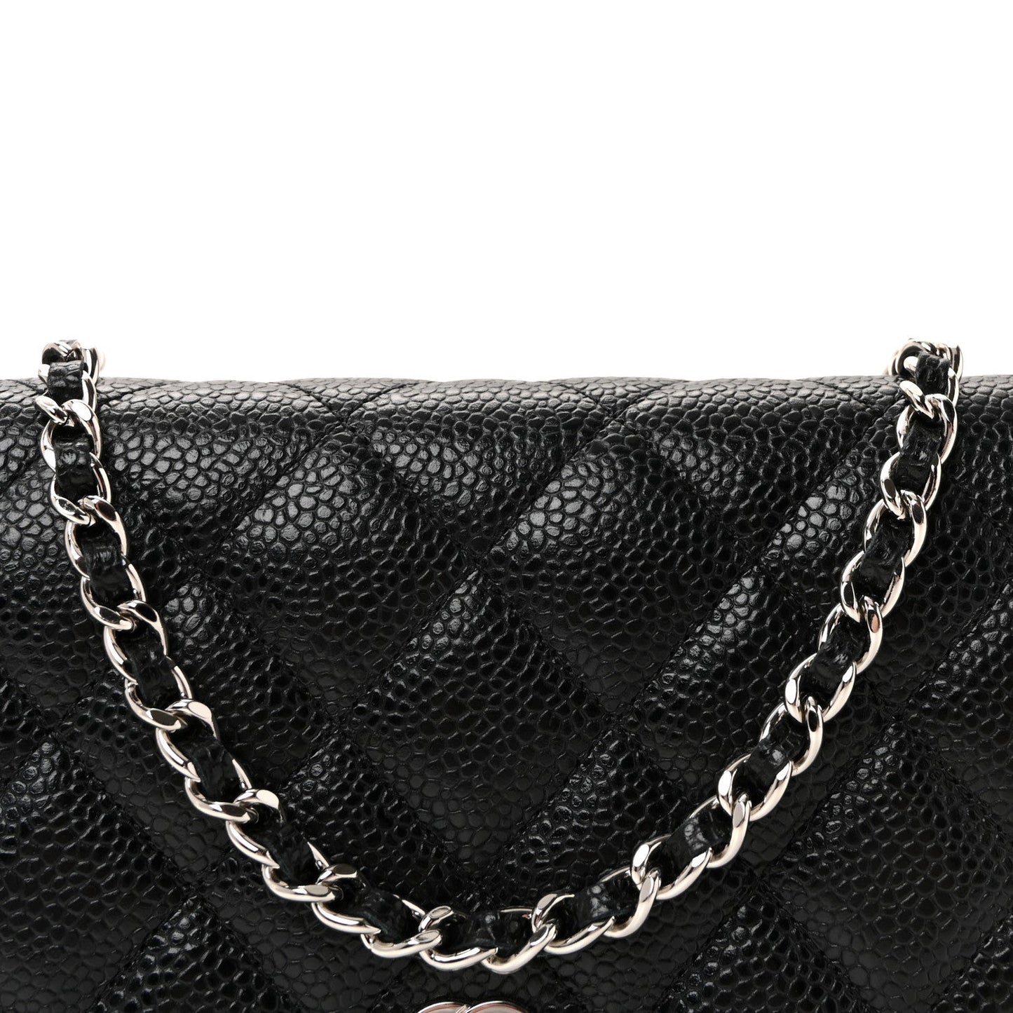 Caviar Quilted Wallet on Chain WOC Black