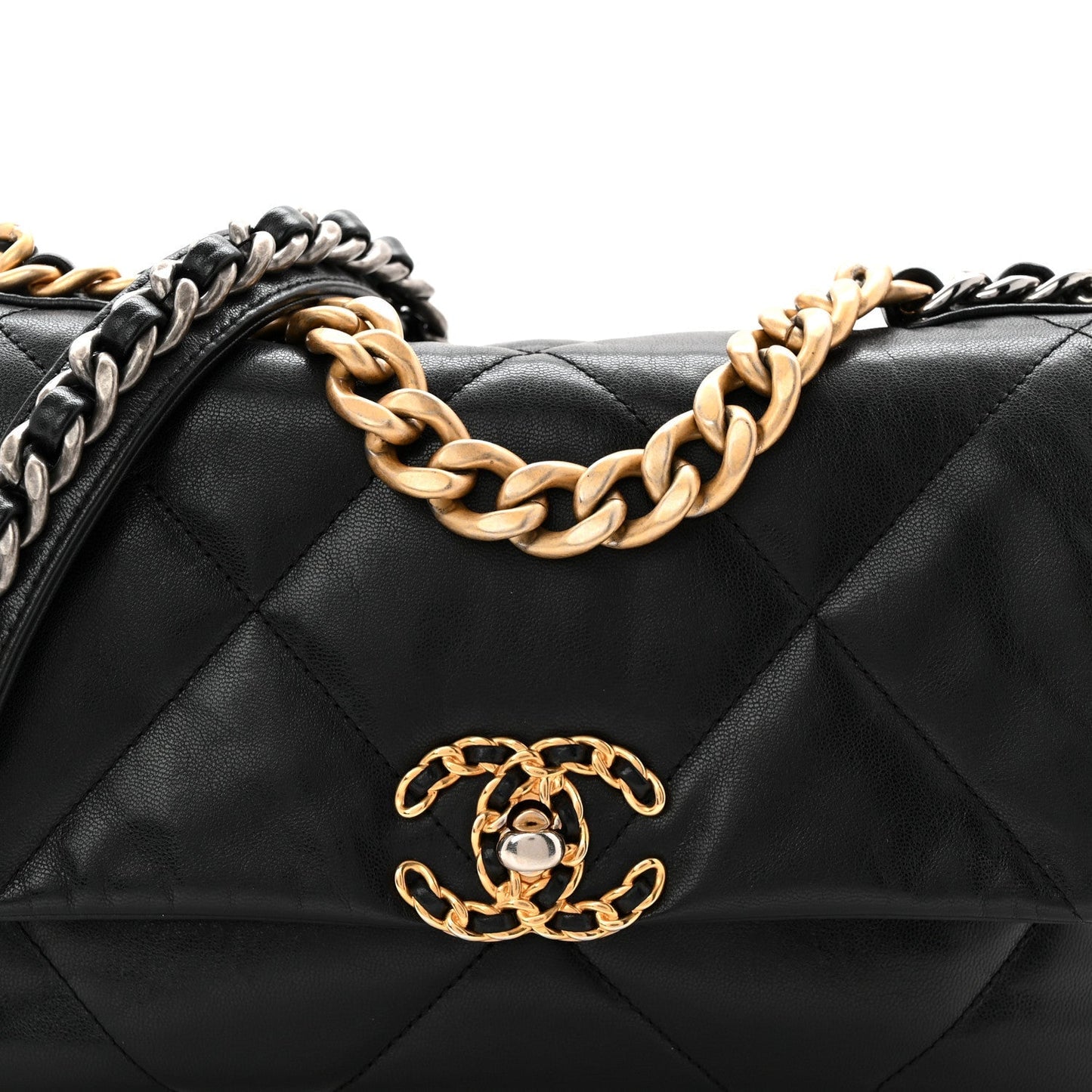 Goatskin Quilted Medium Chanel 19 Flap Black