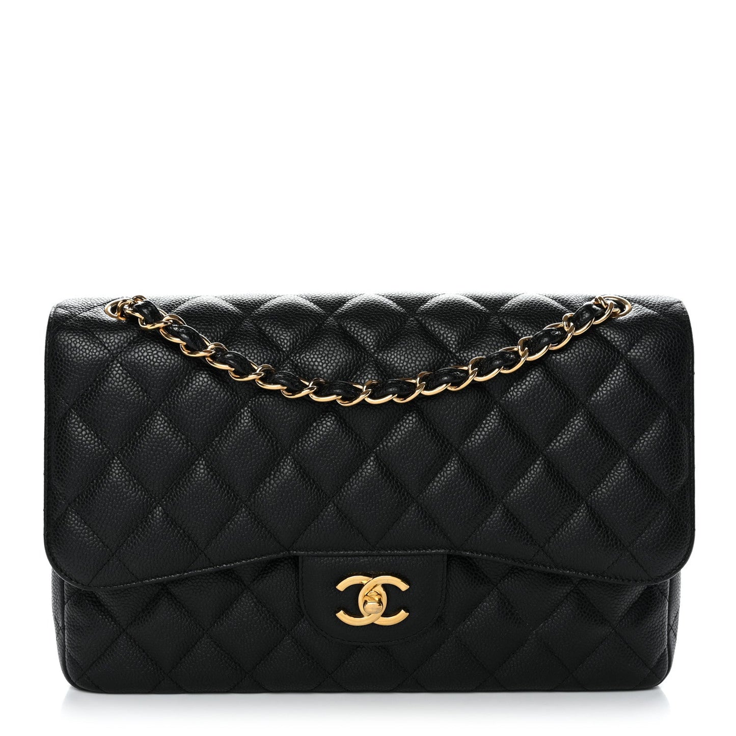 Caviar Quilted Jumbo Double Flap Black
